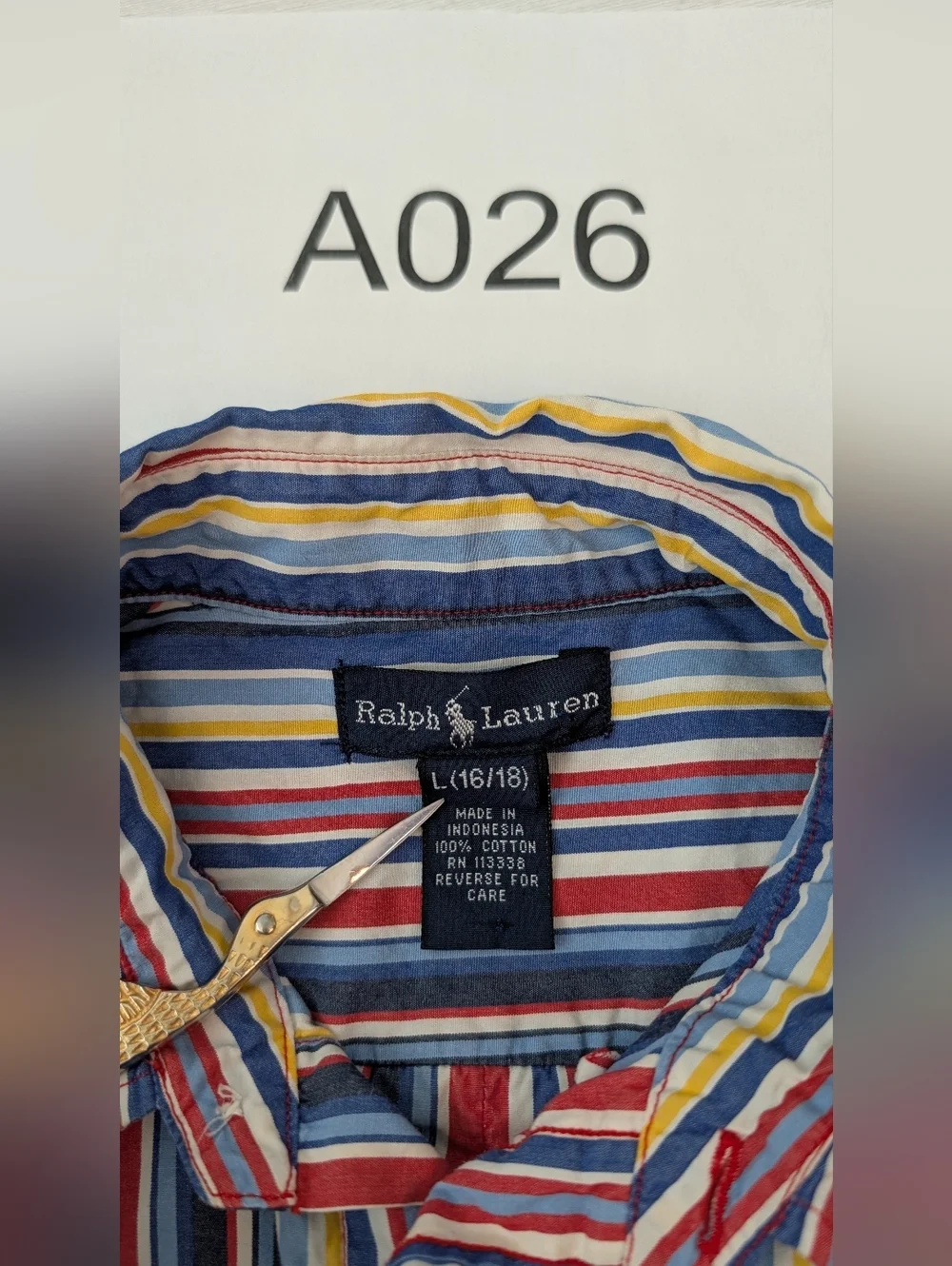 Ralph Lauren Multi-Stripe Button-Down Shirt - Big Boy Sz L (16-18)